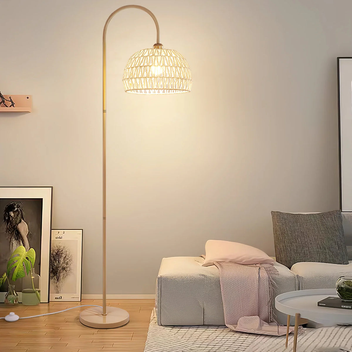 Beige Rattan Floor Lamp 41