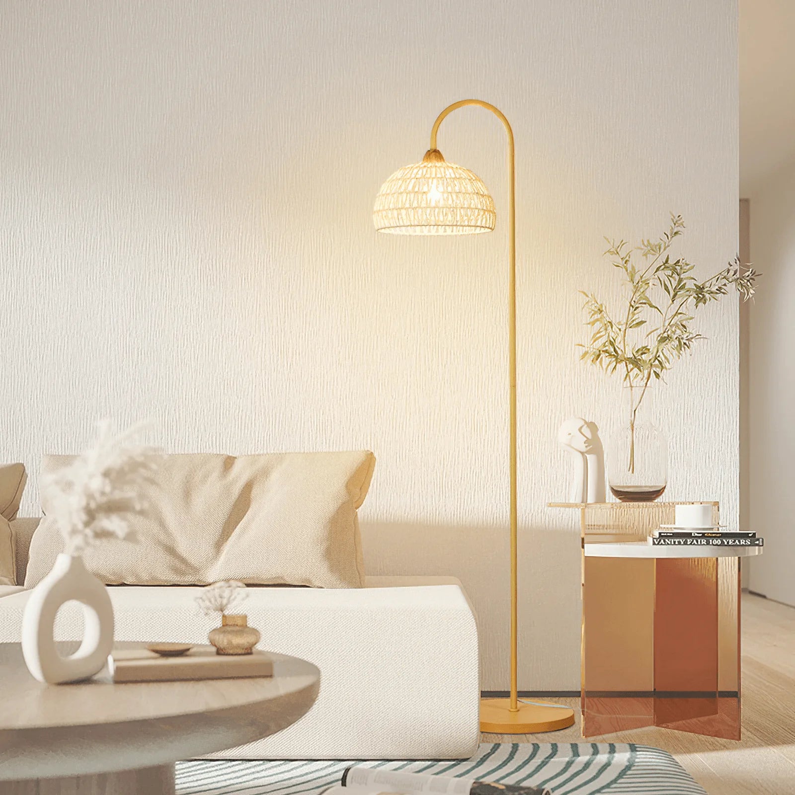 Beige Rattan Floor Lamp 42