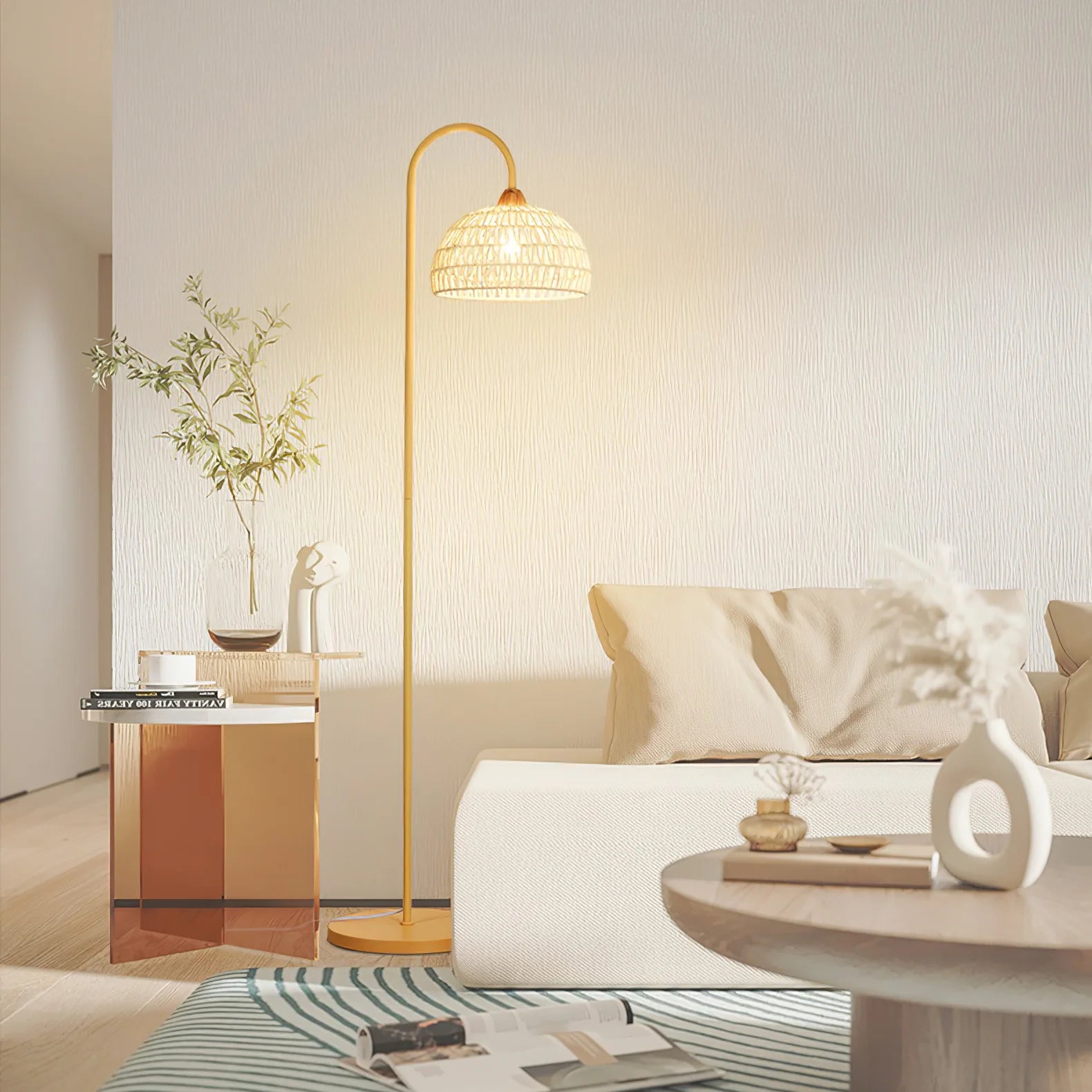 Beige Rattan Floor Lamp 43