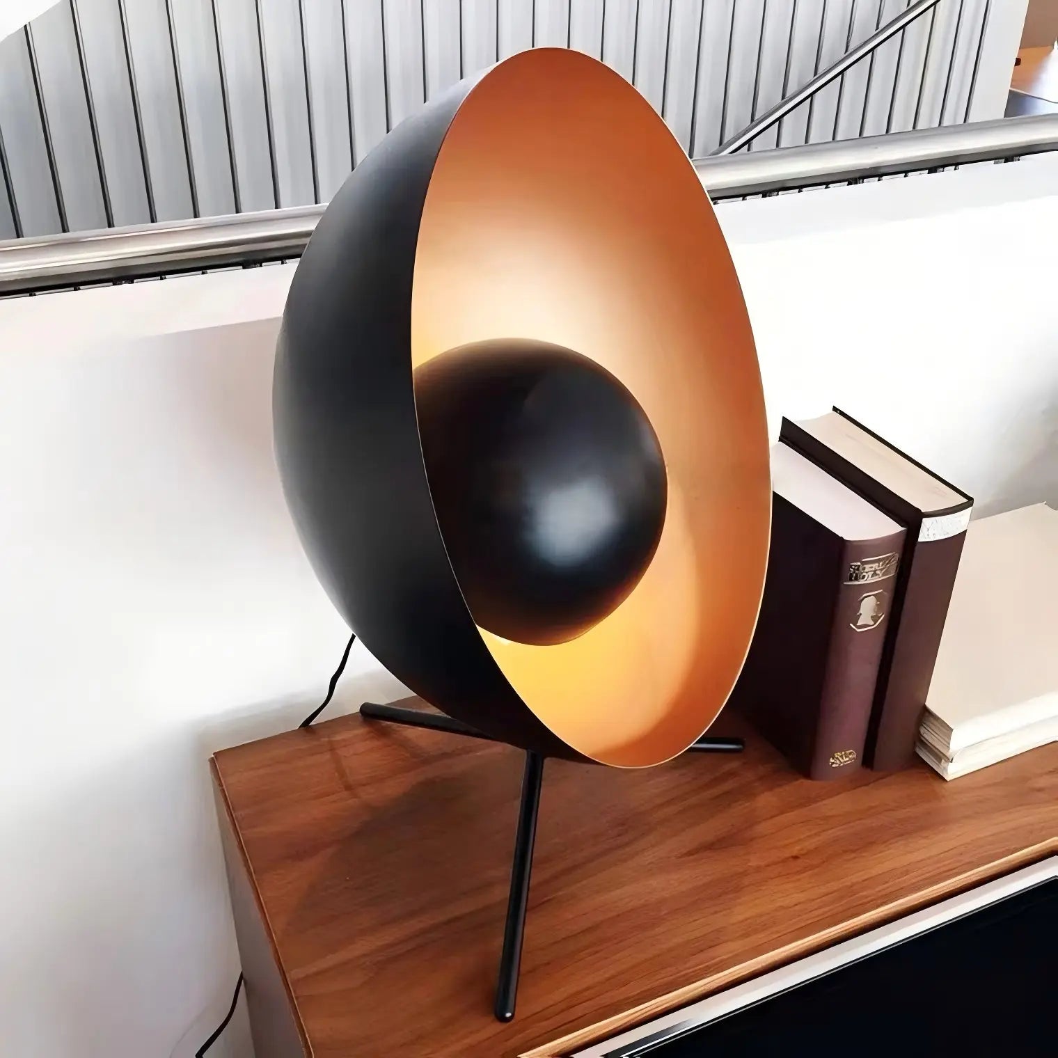 Black Mid Century Table Lamp in the reading room