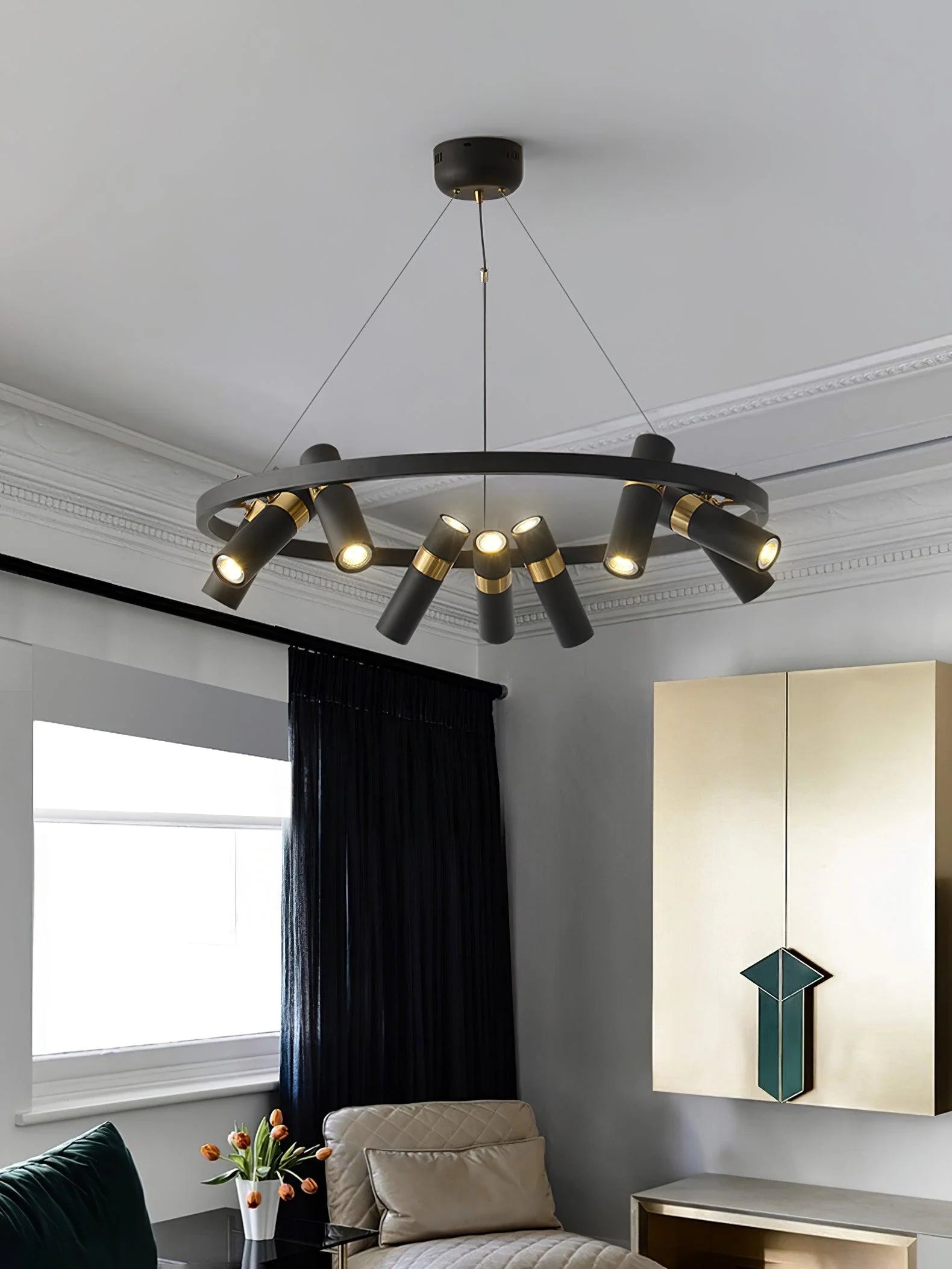 Black Mutil Pipe Chandelier 2