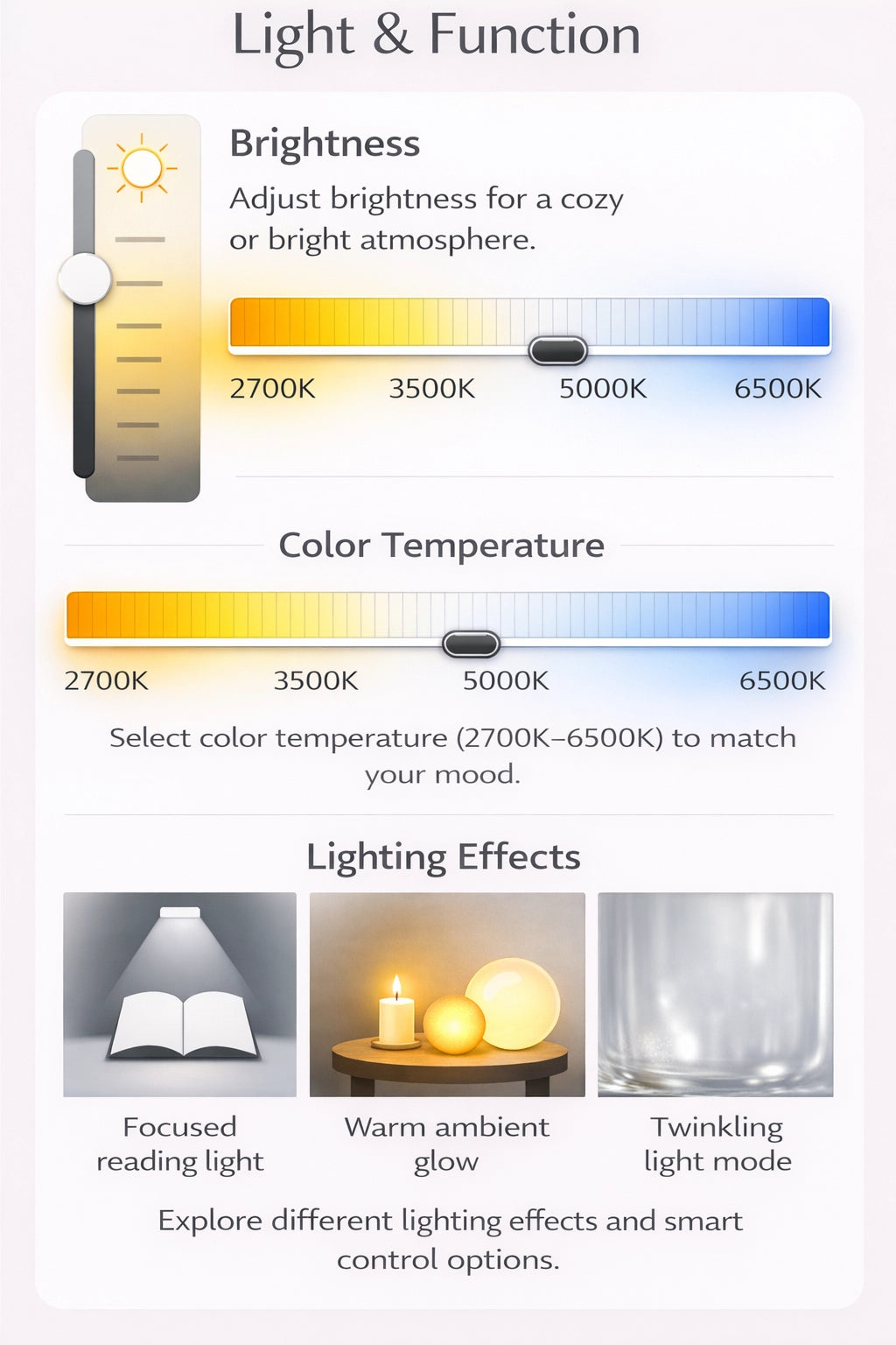 Brightness and color temperature can be customized by Hiooz