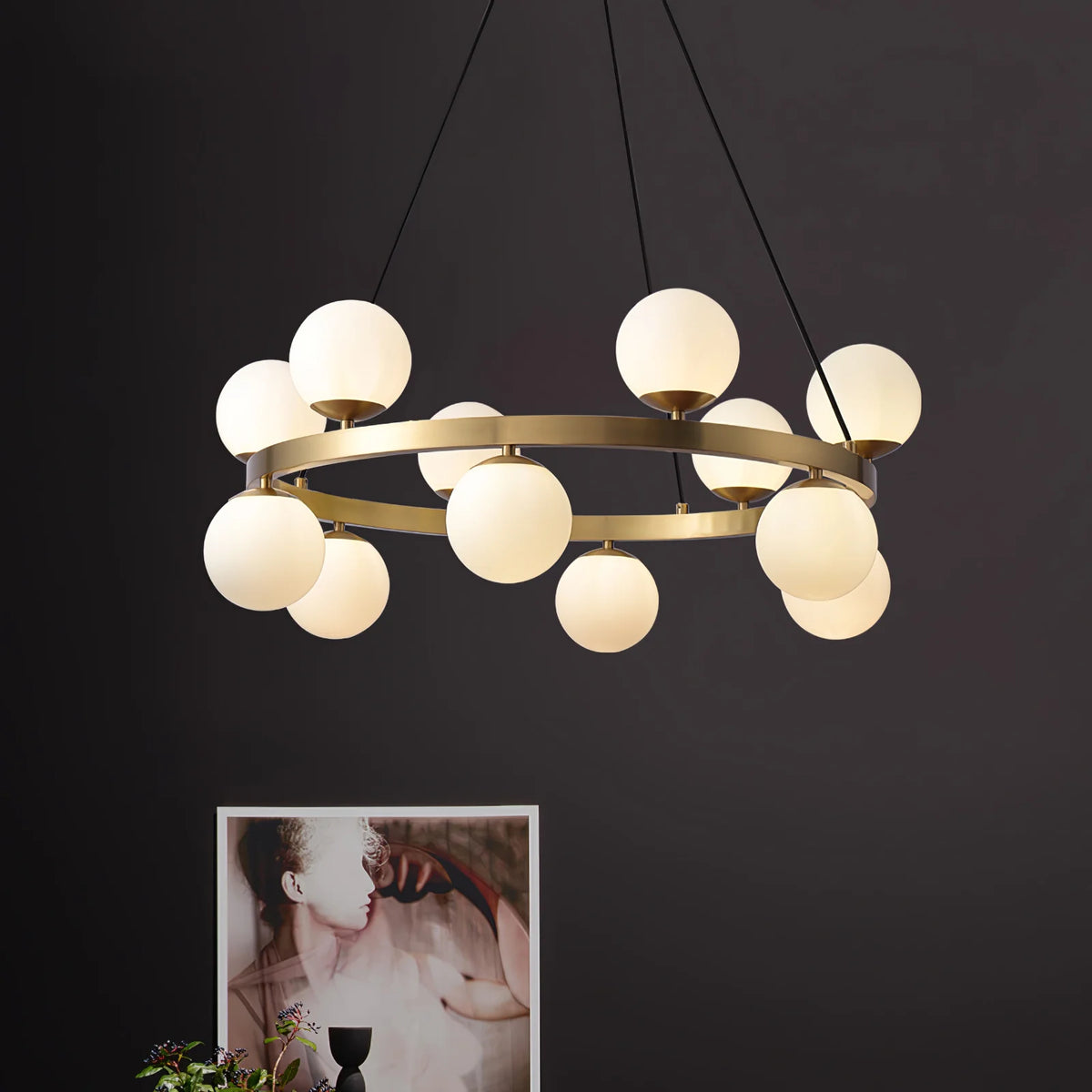 Bubbles Brass Ring Chandelier 14