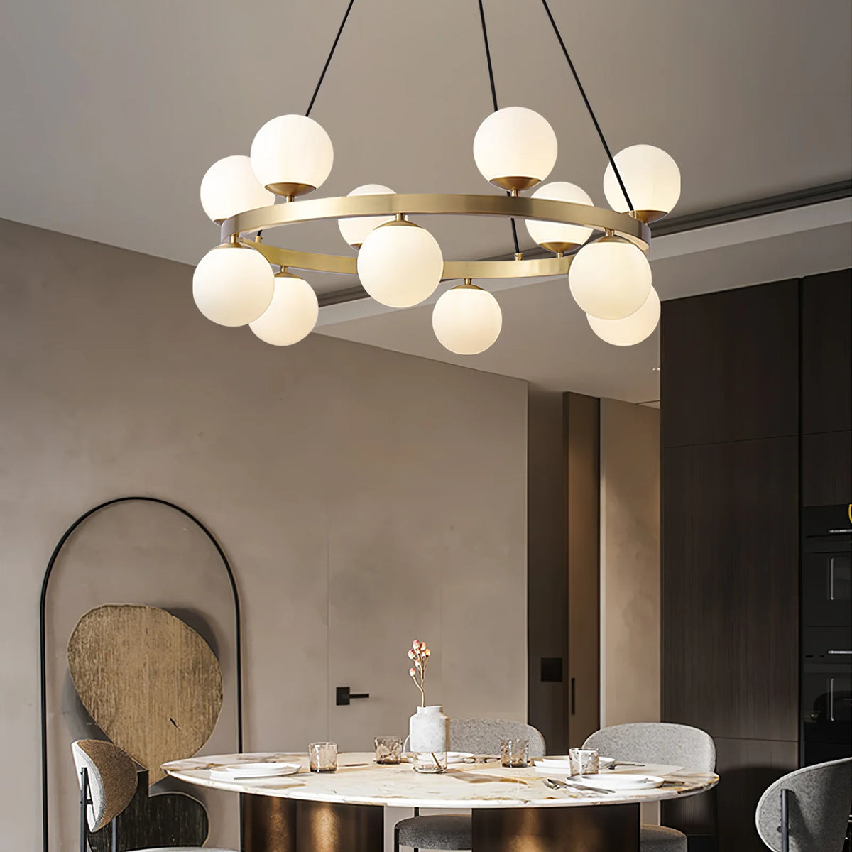 Bubbles Brass Ring Chandelier 8