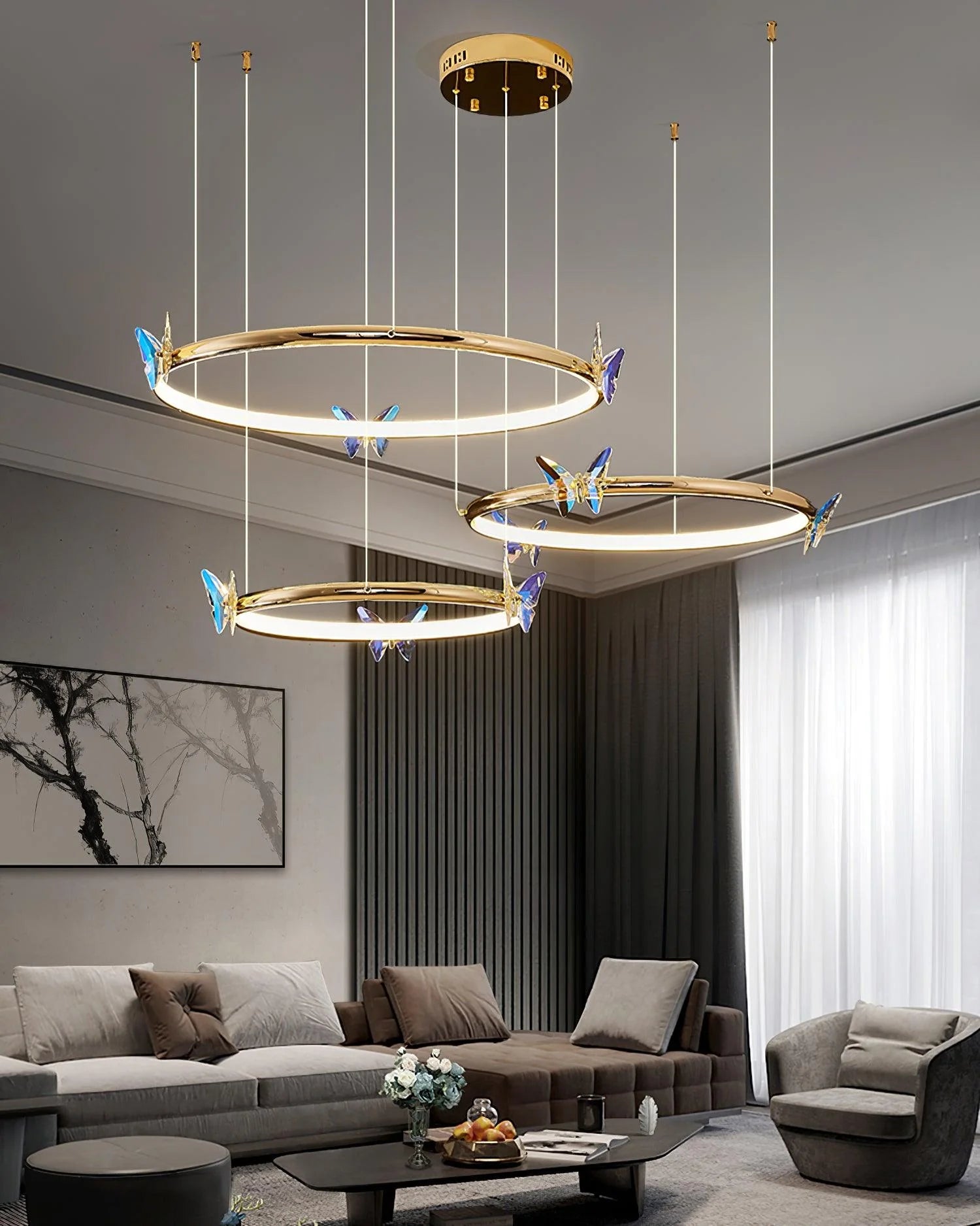  Butterfly Elliptic ring Chandelier 4