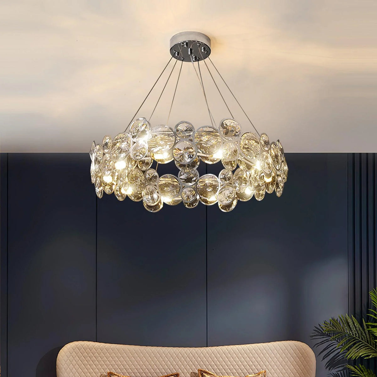 Chrome Round Crystal Chandelier 37