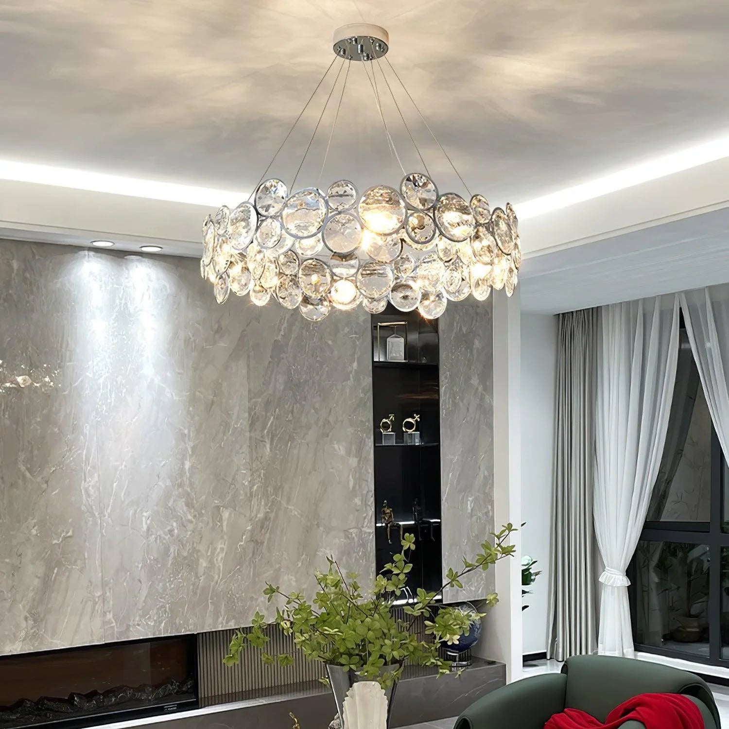 Chrome Round Crystal Chandelier 38