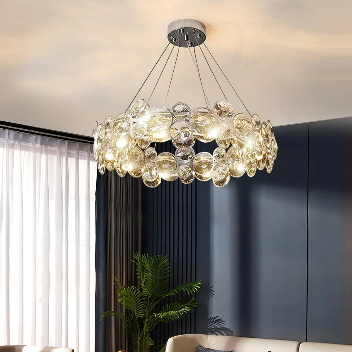 Chrome Round Crystal Chandelier 39