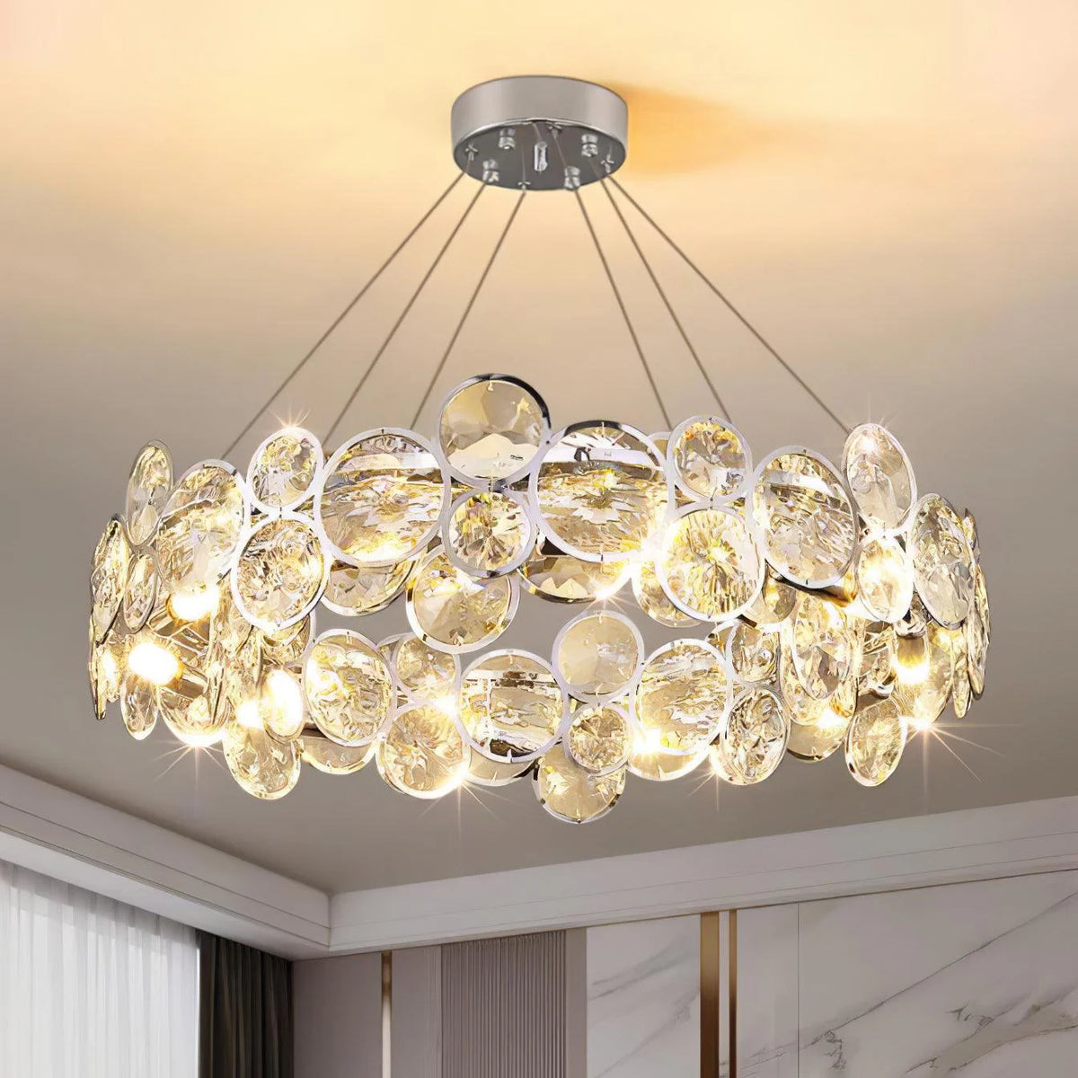 Chrome Round Crystal Chandelier 8