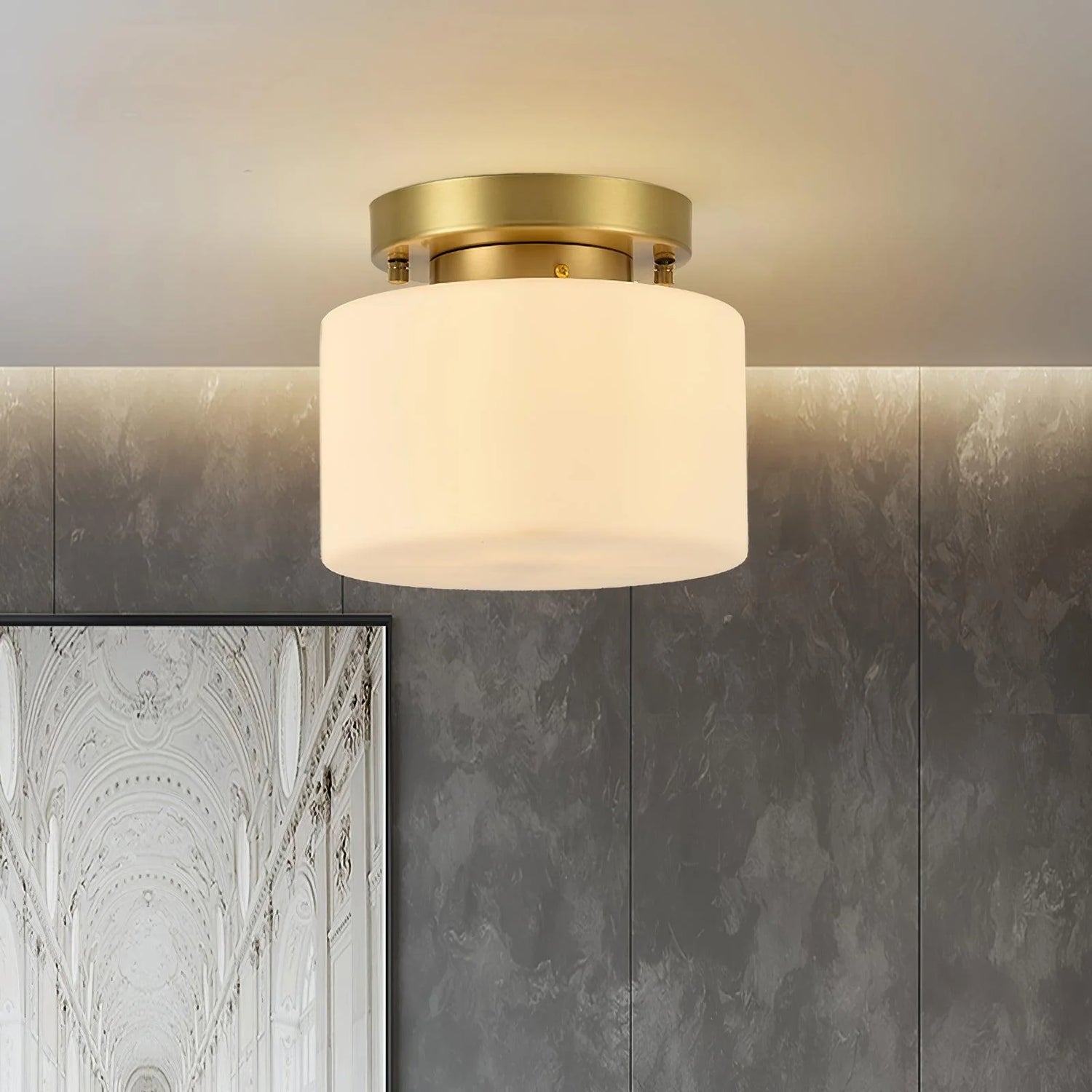 Clinio Flush Mount Ceiling Light brings soft even illumination to the whole living room