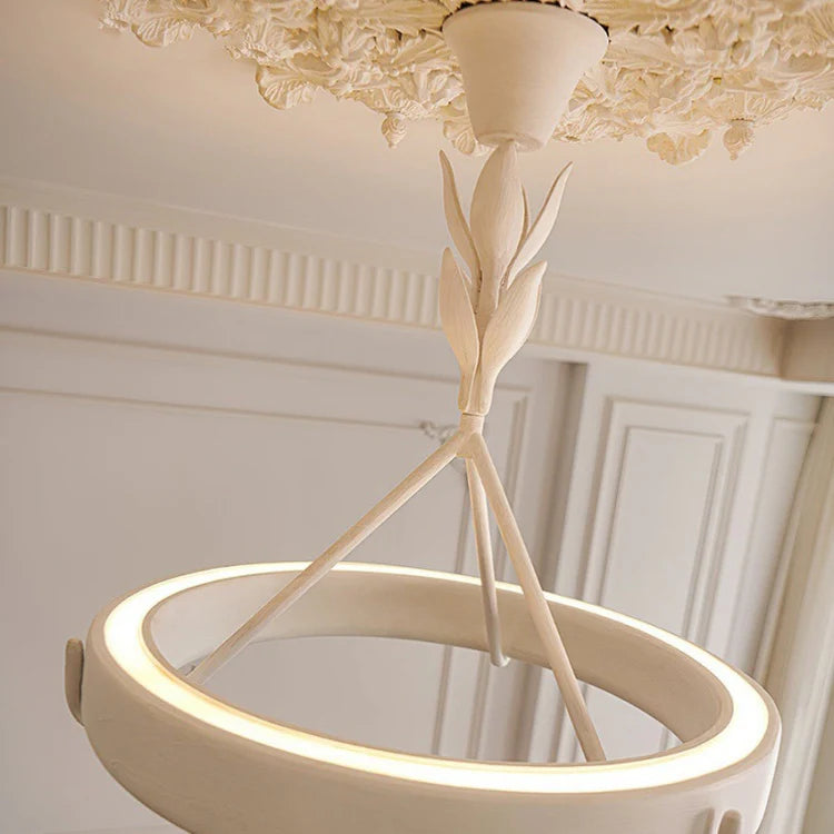Close up of White Plaster Chandelier