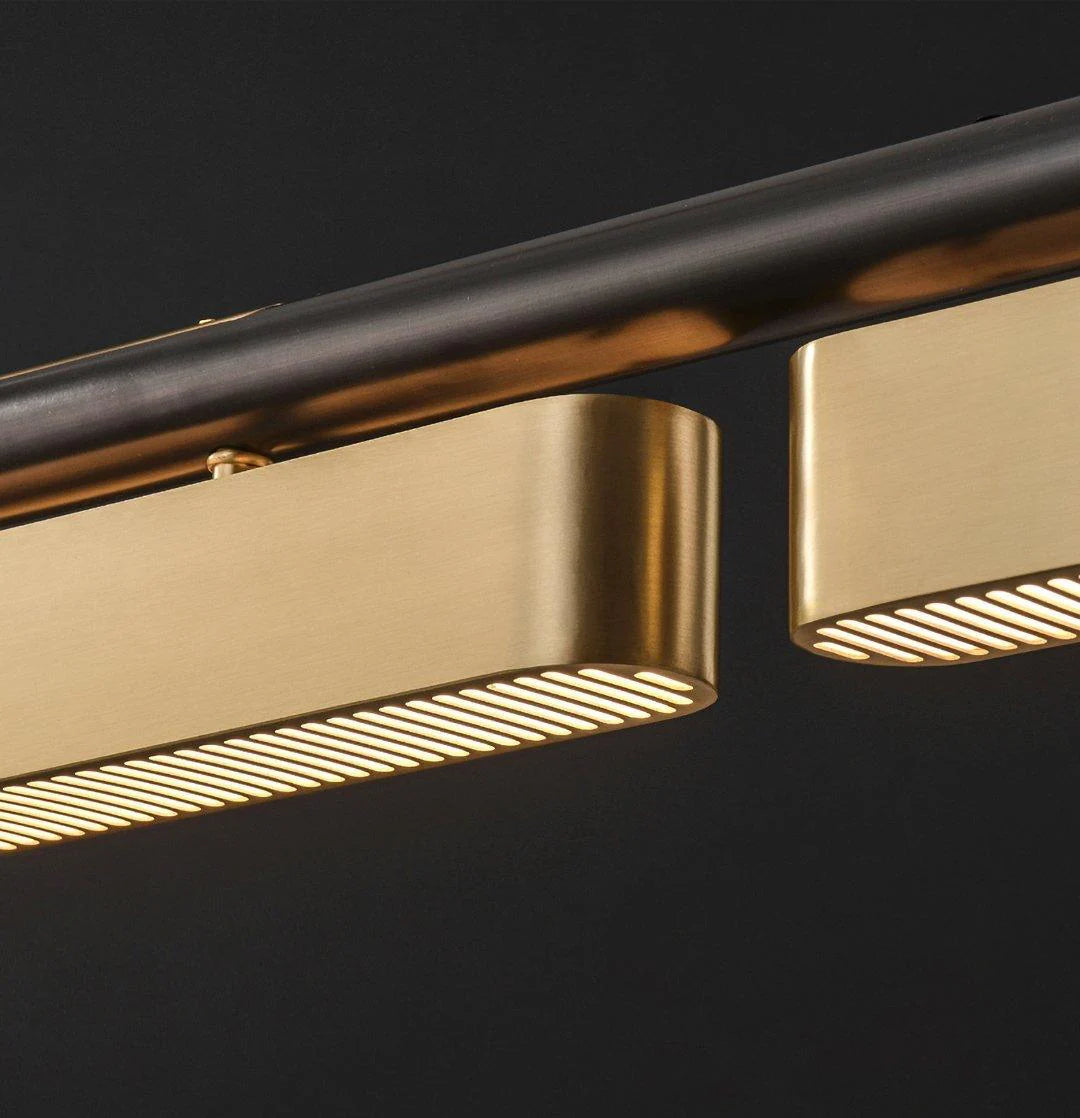 Close up of rectangular gold metal