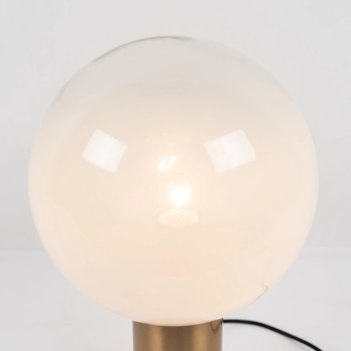 close up of Column Table Lamp with glass lampshade