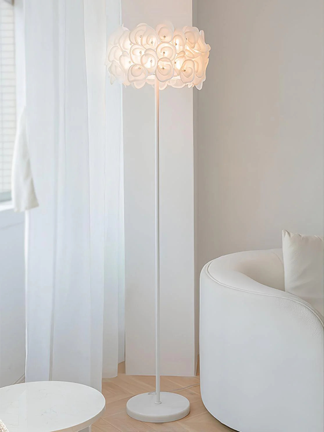 Cream Hydrangea Floor Lamp 11