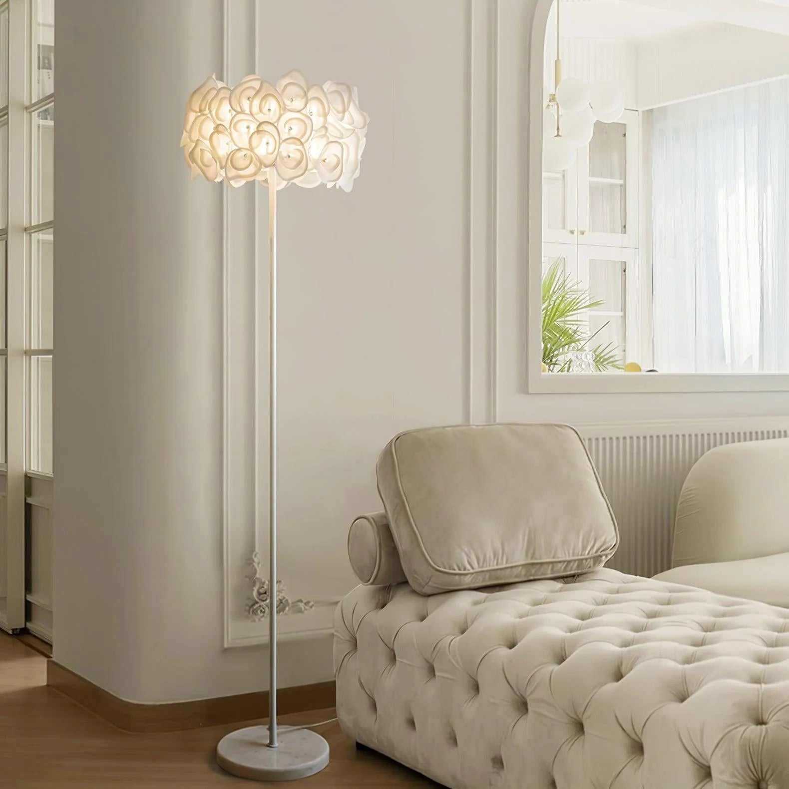 Cream Hydrangea Floor Lamp 15