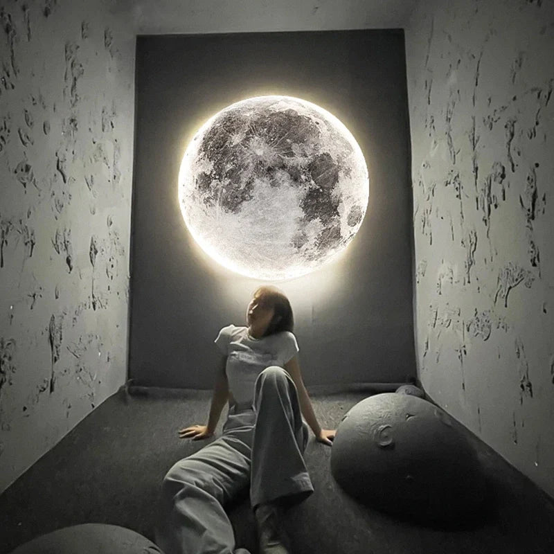 Moon wall lamp made of acrylic complements small space