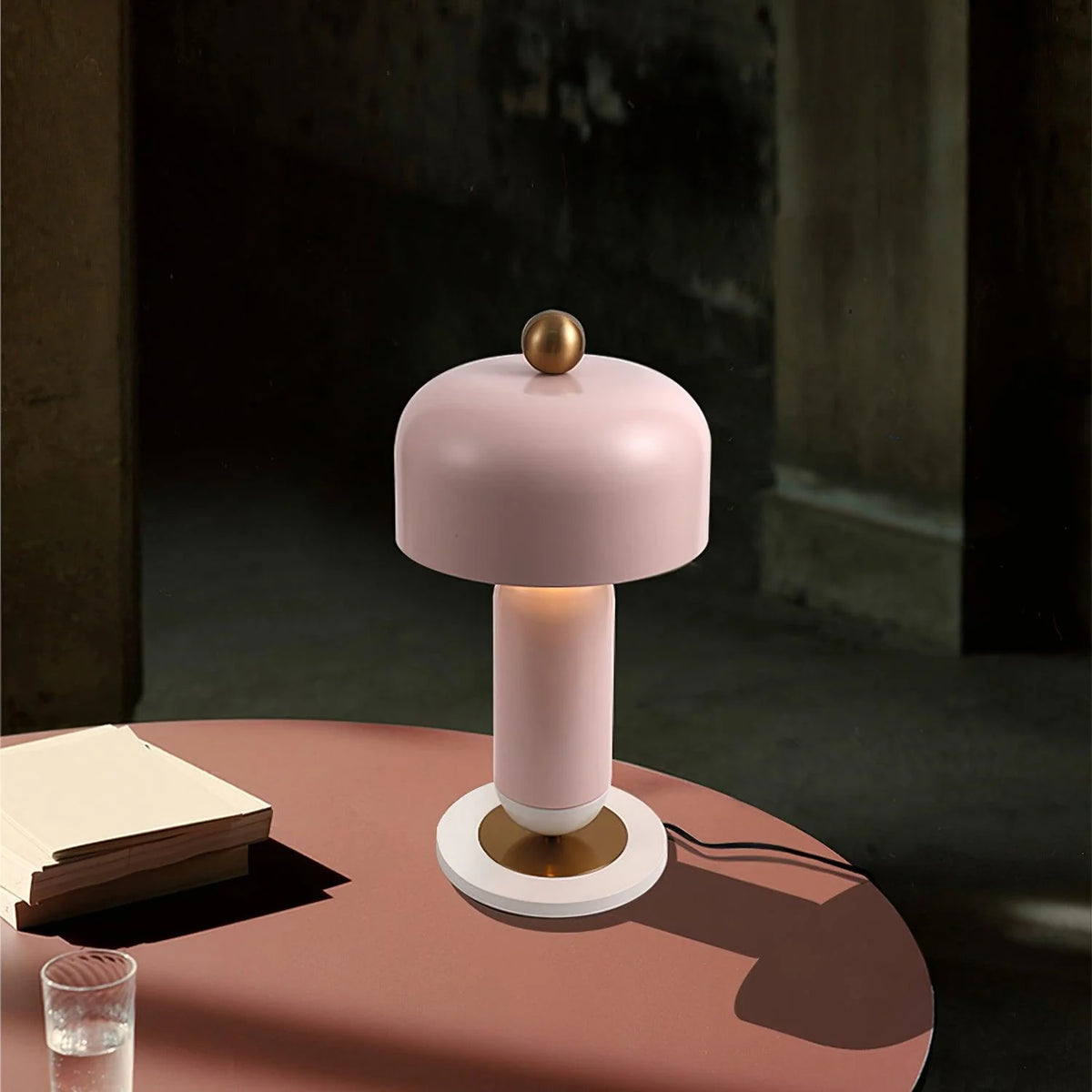 Sausage lamp on the table at dusk