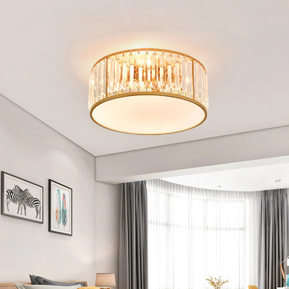 Crystal_Ceiling_Light_With gold body in the living room