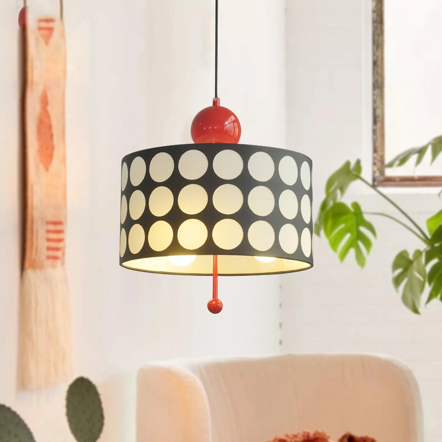 Grid design pendant lamp complementing modern home decoration