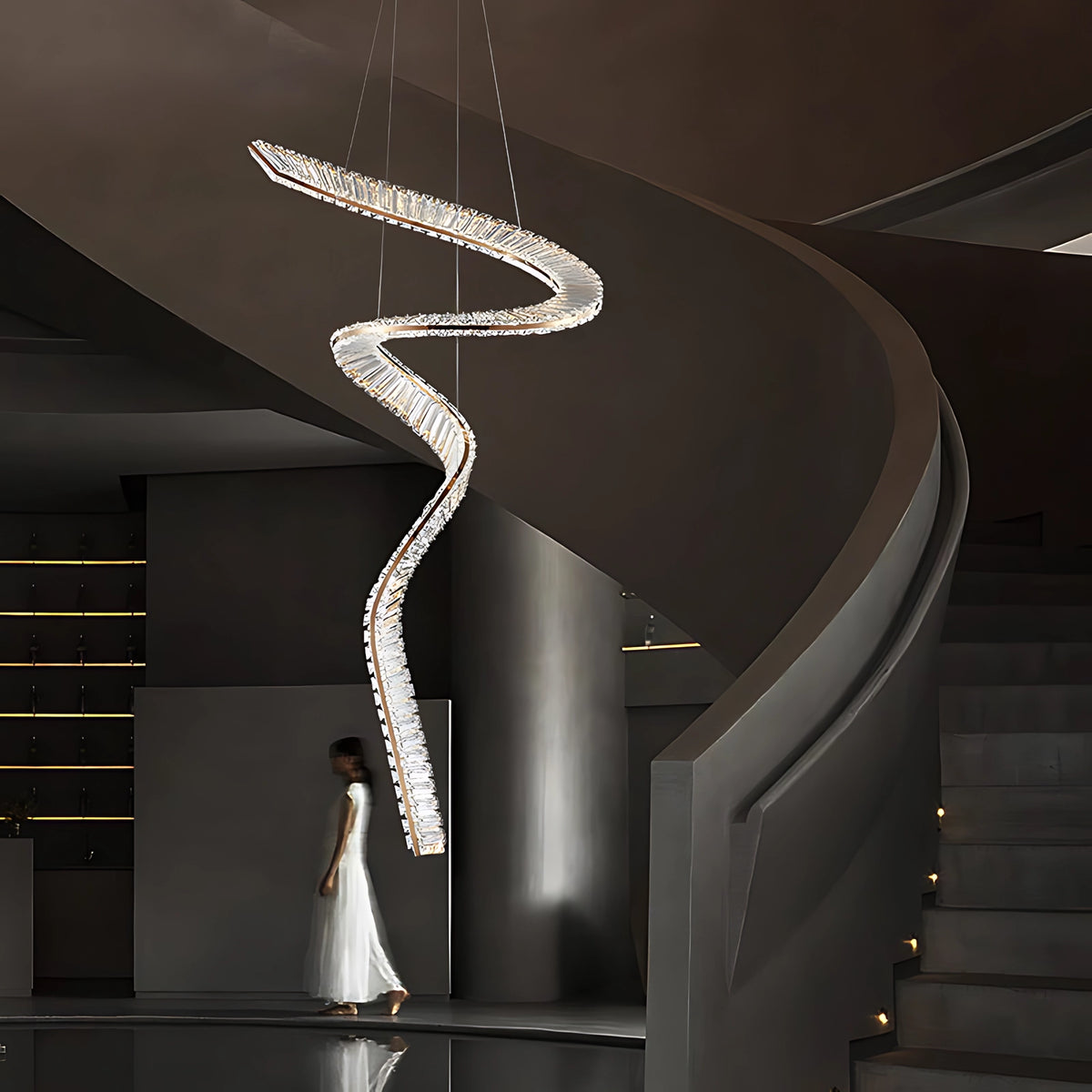 Double_Spiral_Crystal_Chandelier_near the staircase