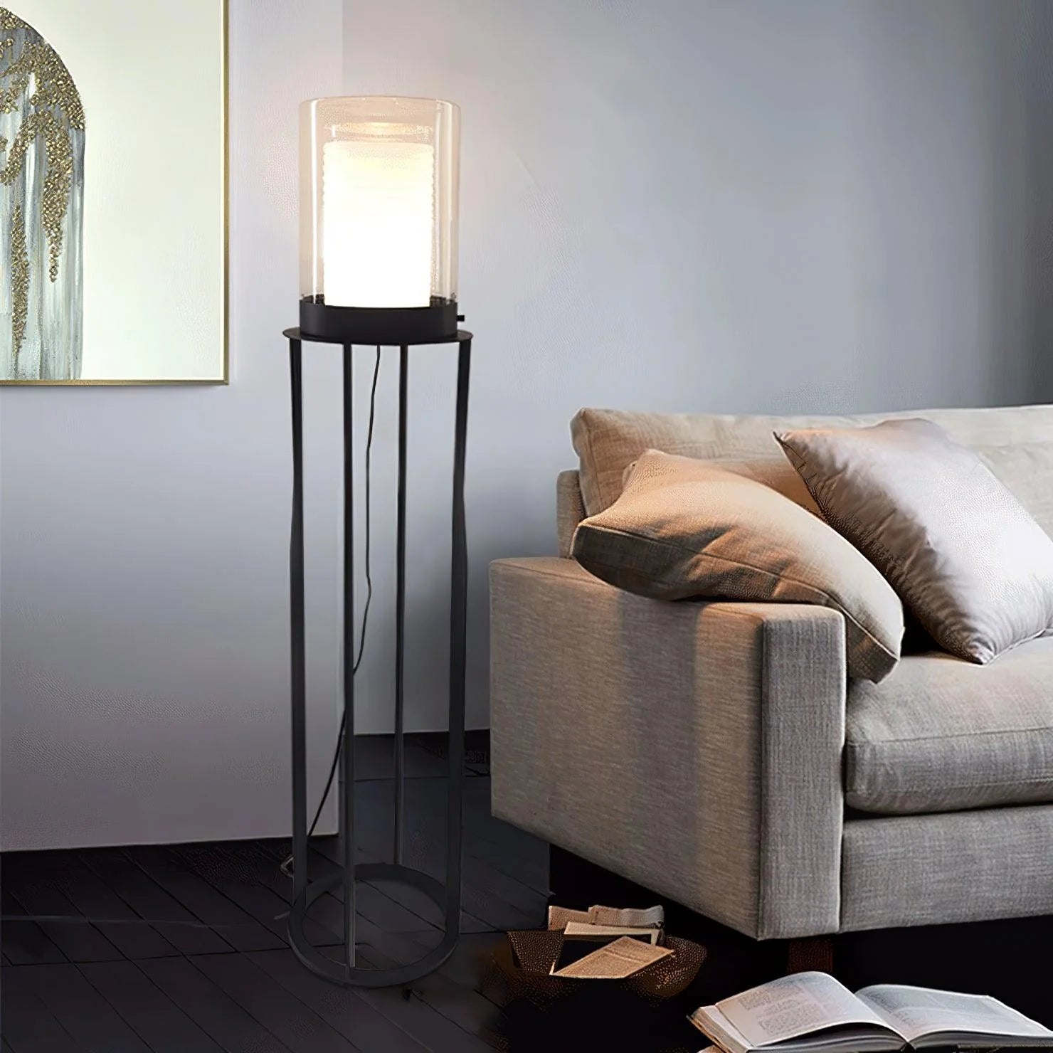 Dual Cylinder Glass Floor Lamp 2