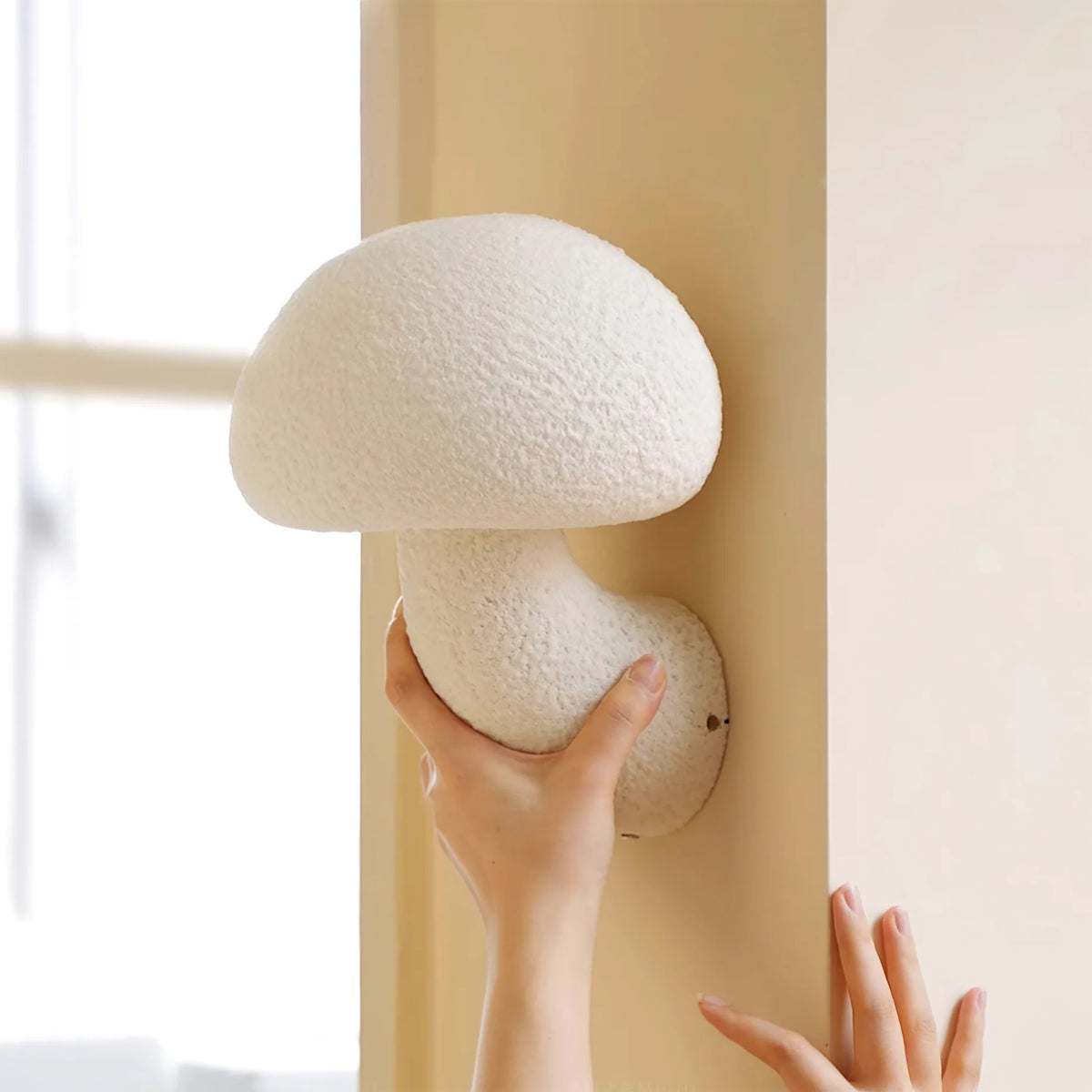 Resin mushroom lamp has a good texture to the touch