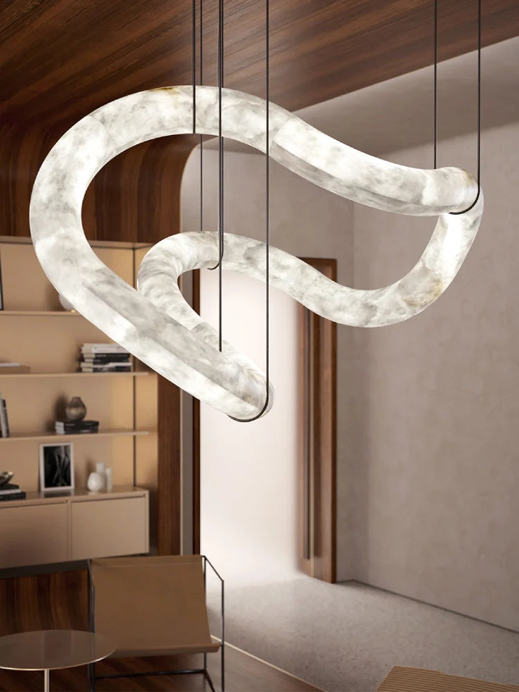 Ethereal Wave Alabaster Chandelier 6