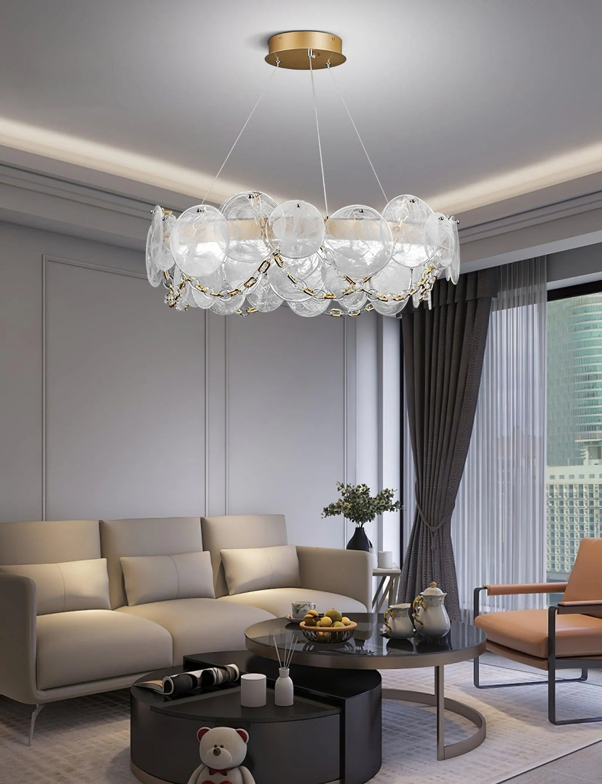 European style Glass Disc Chandelier 11