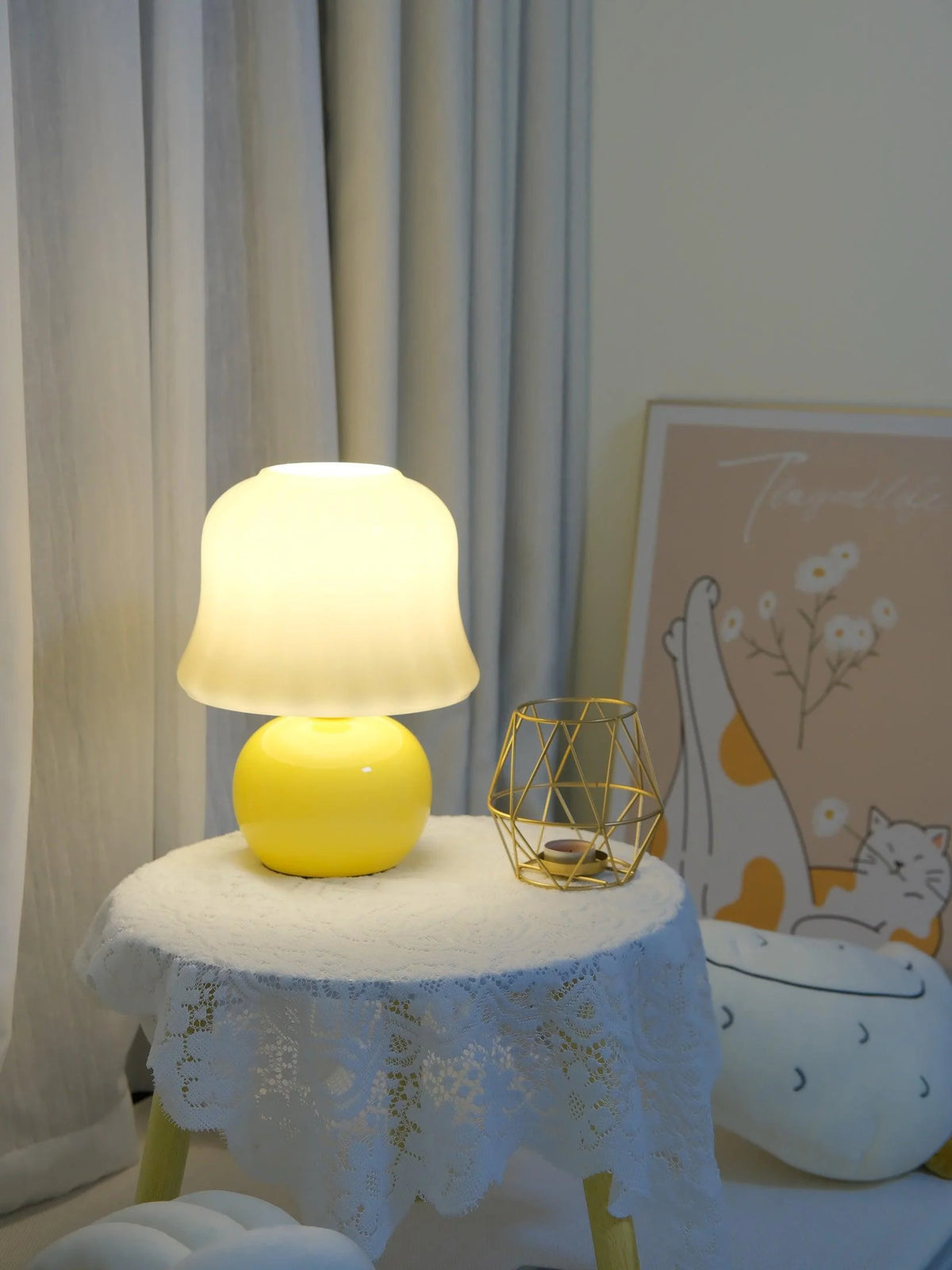 French Cream Mushroom Table Lamp 22