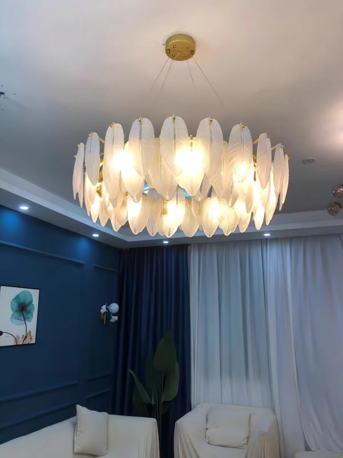 Glass Feather Chandelier 26