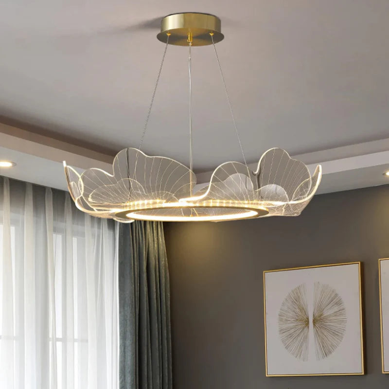 Clear Stripe Ginkgo Leaf Chandelier