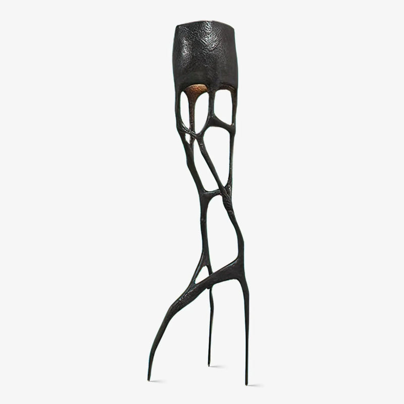 Gothic Sculpture Floor Lamp crafted in black fiberglass for modern living room focal point