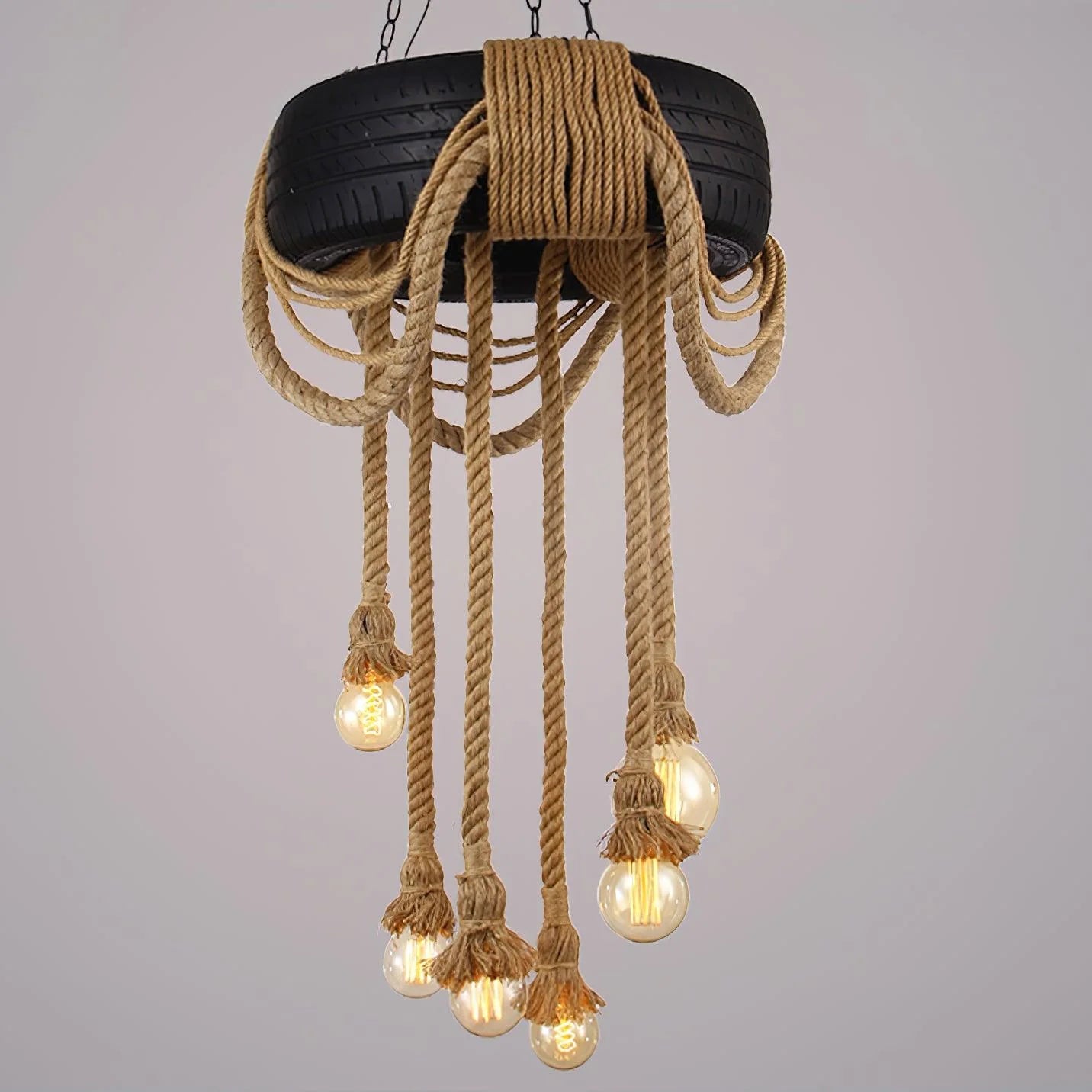 Hemp Rope Industrial Tire Chandelier 10