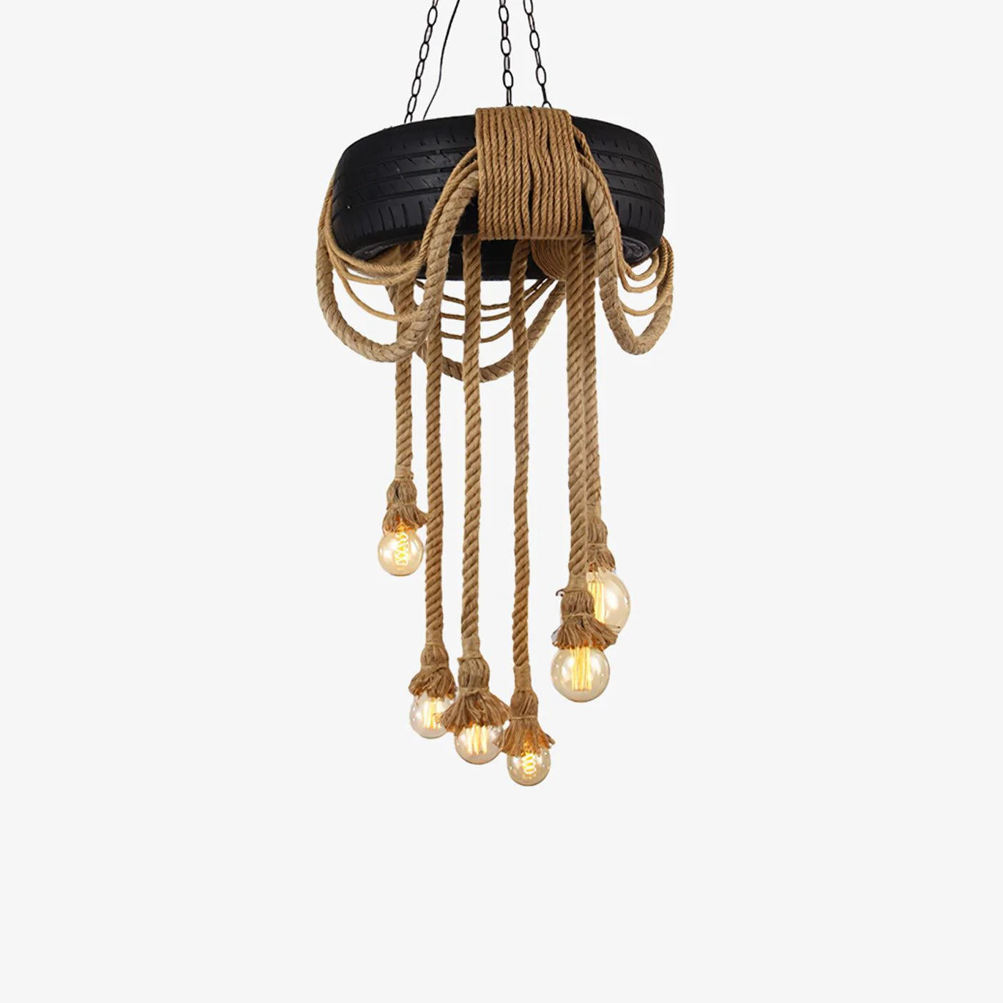 Hemp Rope Industrial Tire Chandelier 12