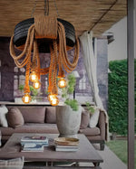 Hemp Rope Industrial Tire Chandelier 8