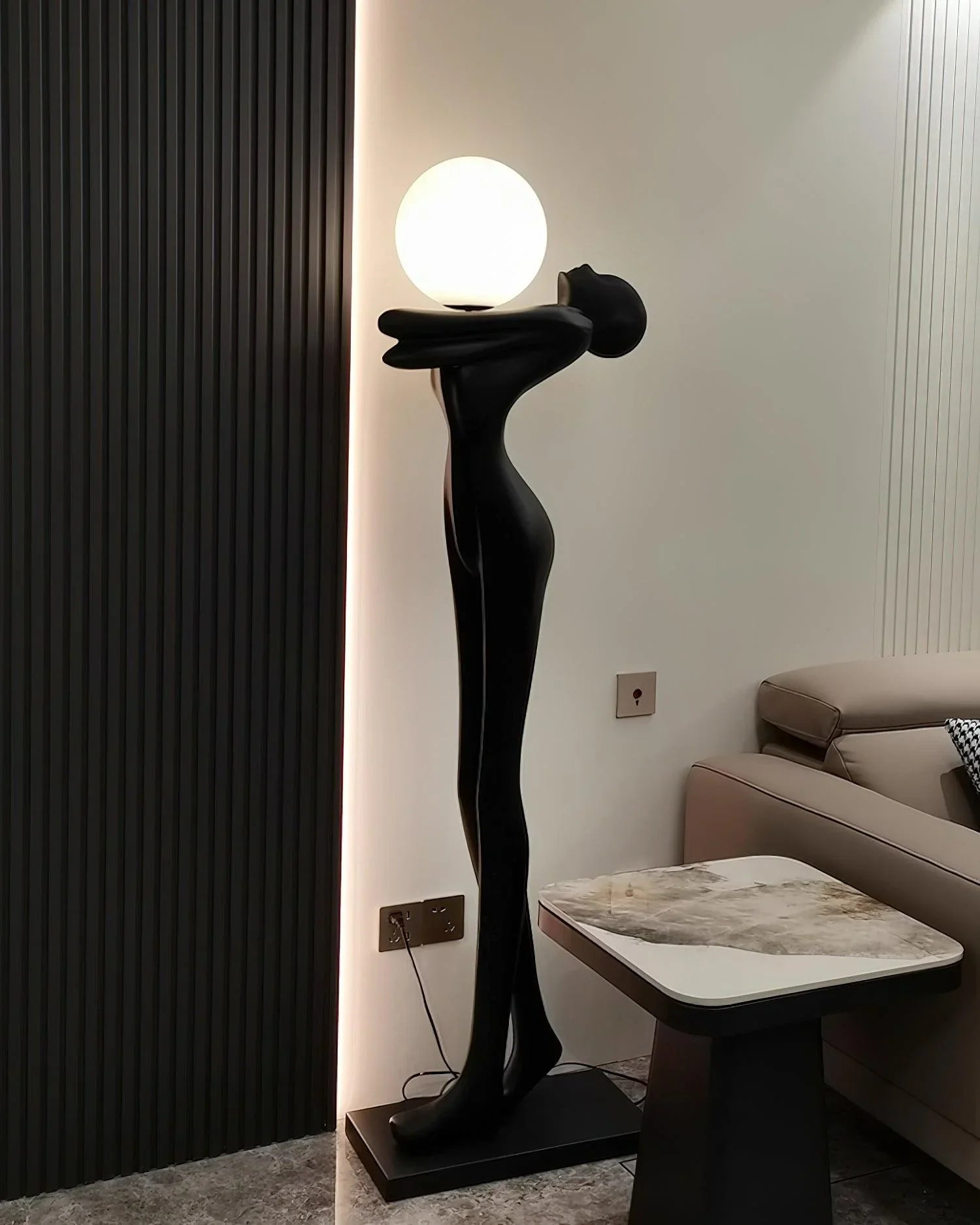 Unique humanoid - styled abstract floor lamp for living areas