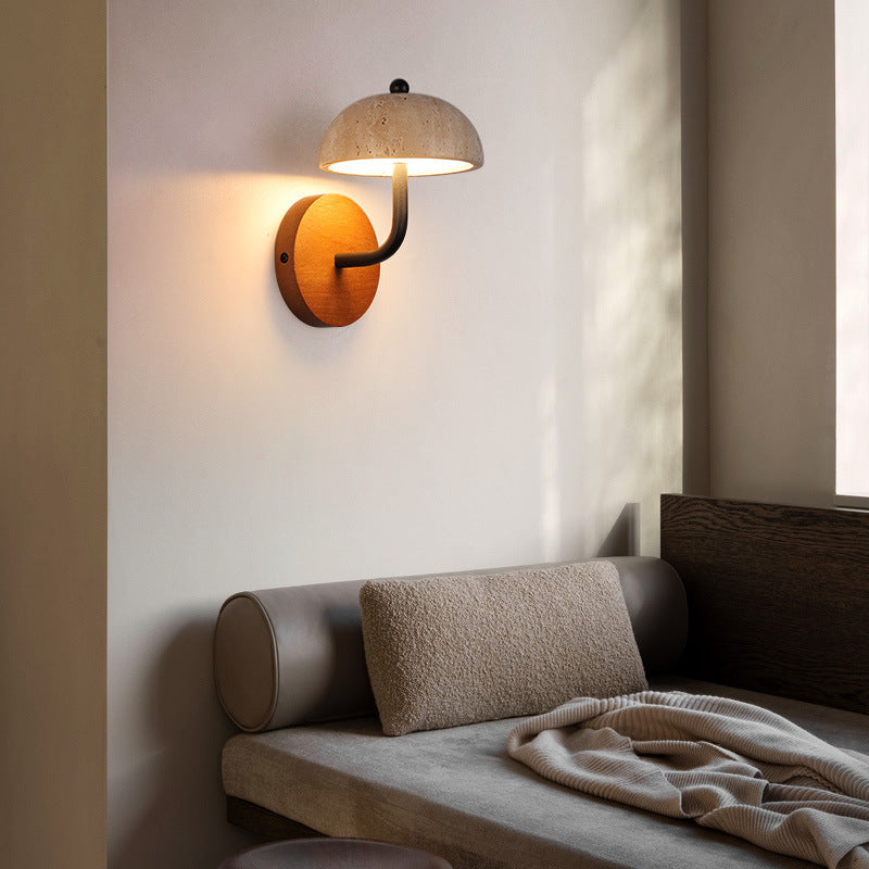 Travertine Hat Wall Lamp near the sofa