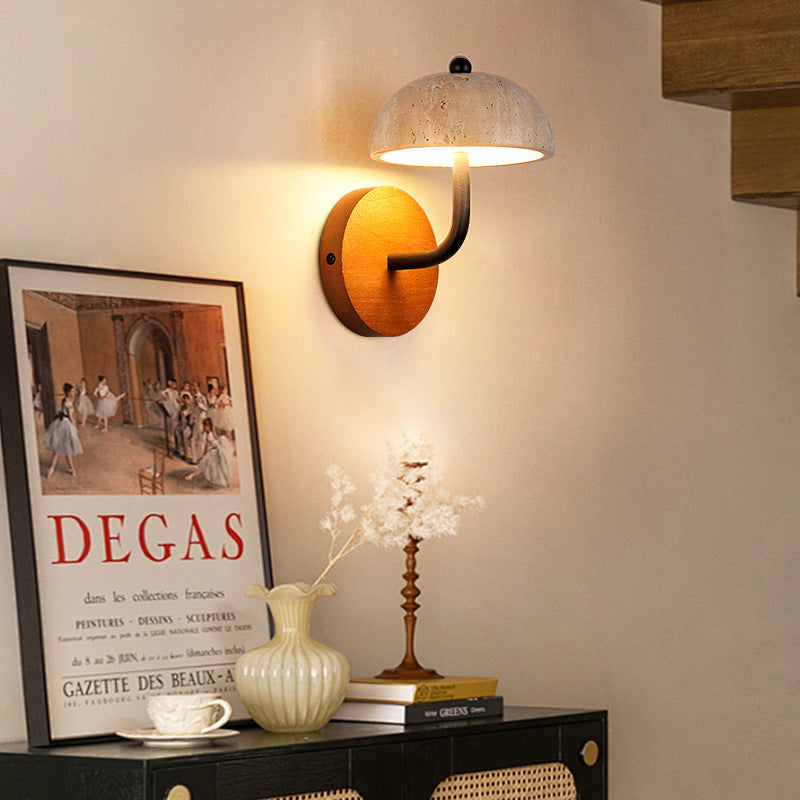 Travertine Hat Wall Lamp next to a draw