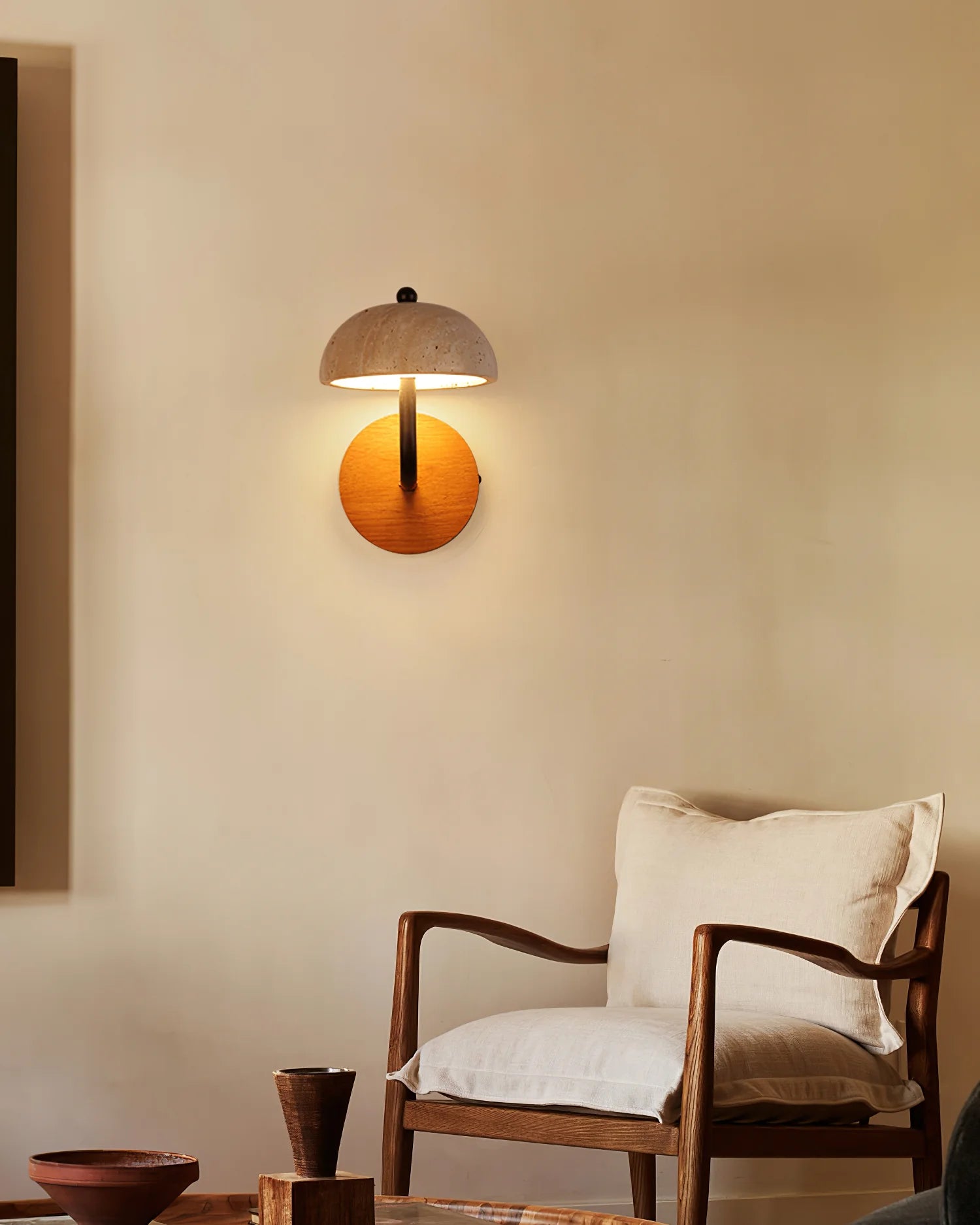 Travertine Hat Wall Lamp in a japanese room