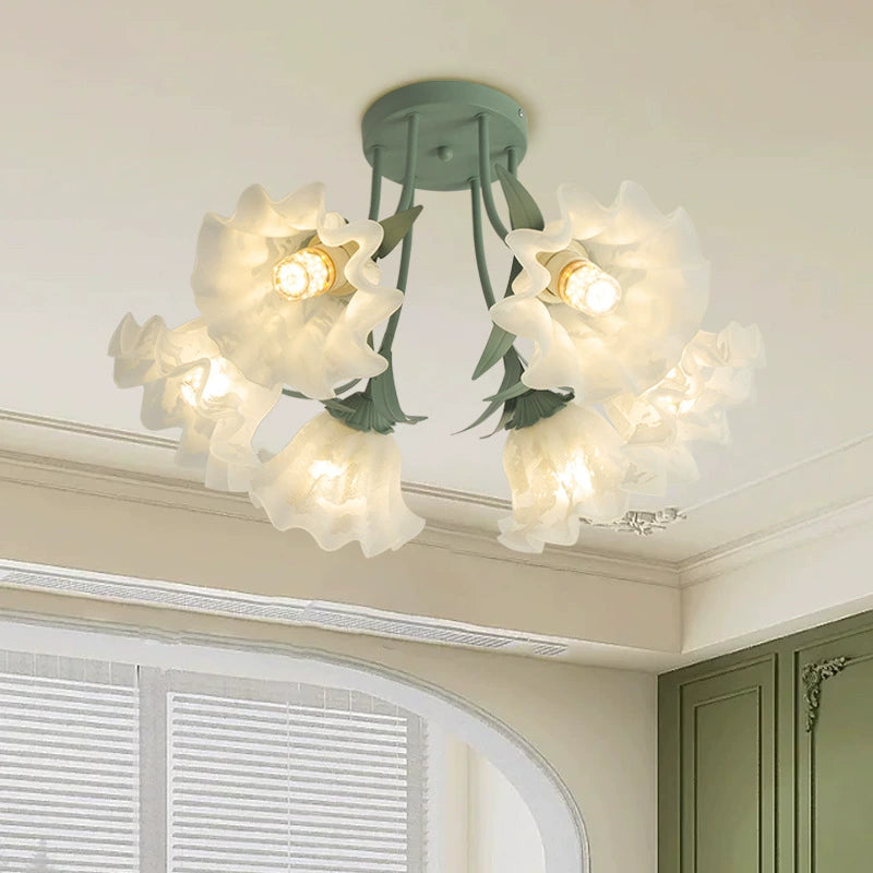 Lily_Floral_Ceiling_Lamp_in_the_bedroom_with_5_flowers