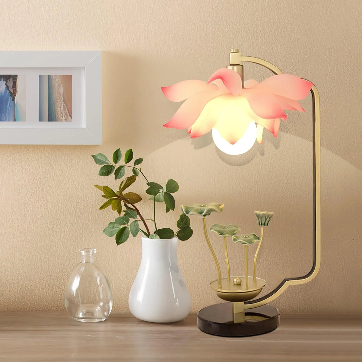 Lotus Chinese Table Lamp 12