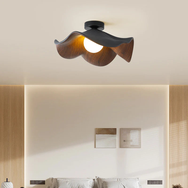 Lotus_Leaf_Ceiling_Lamp_with black made of resin