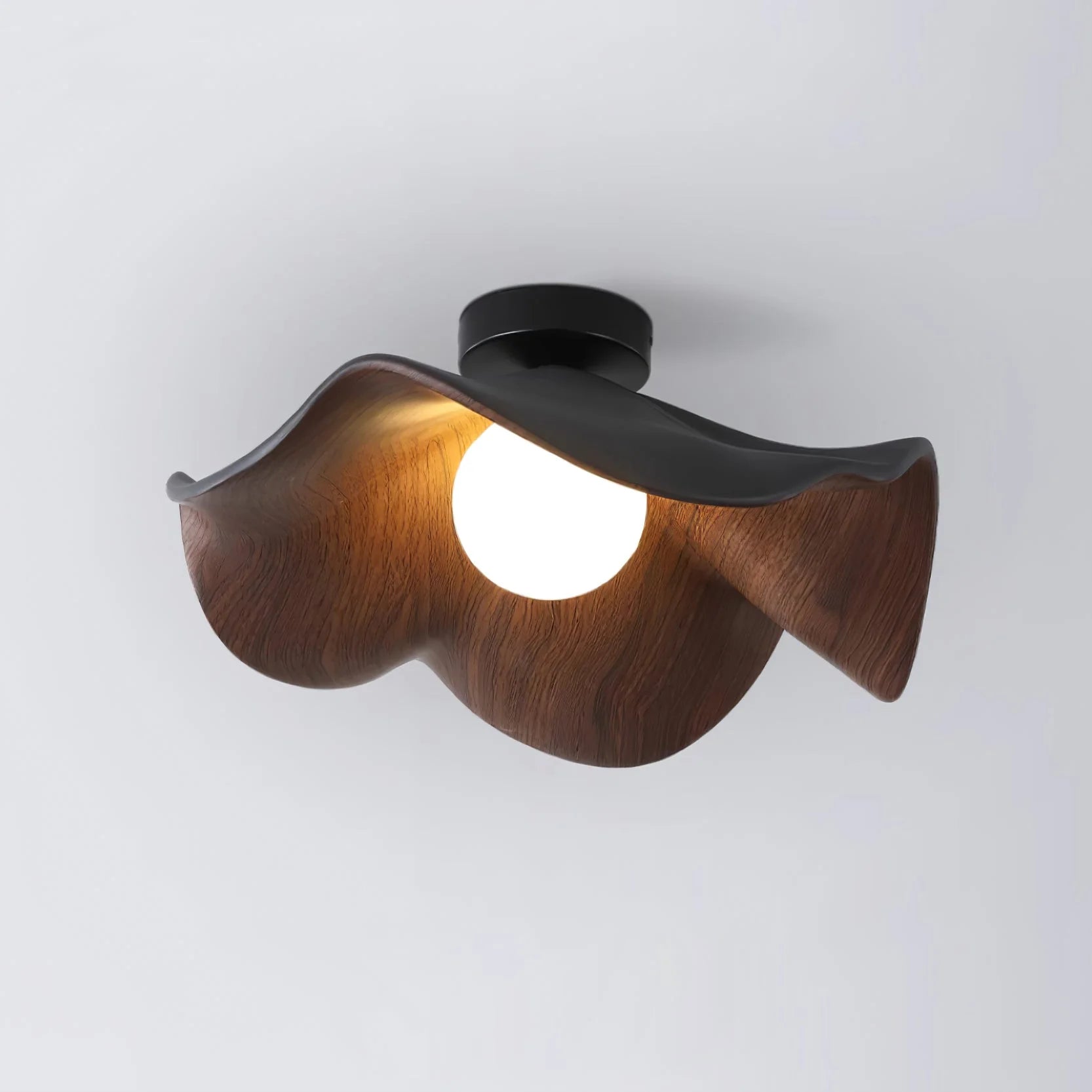 front view of black Lotus_Leaf_Ceiling_Lamp_6