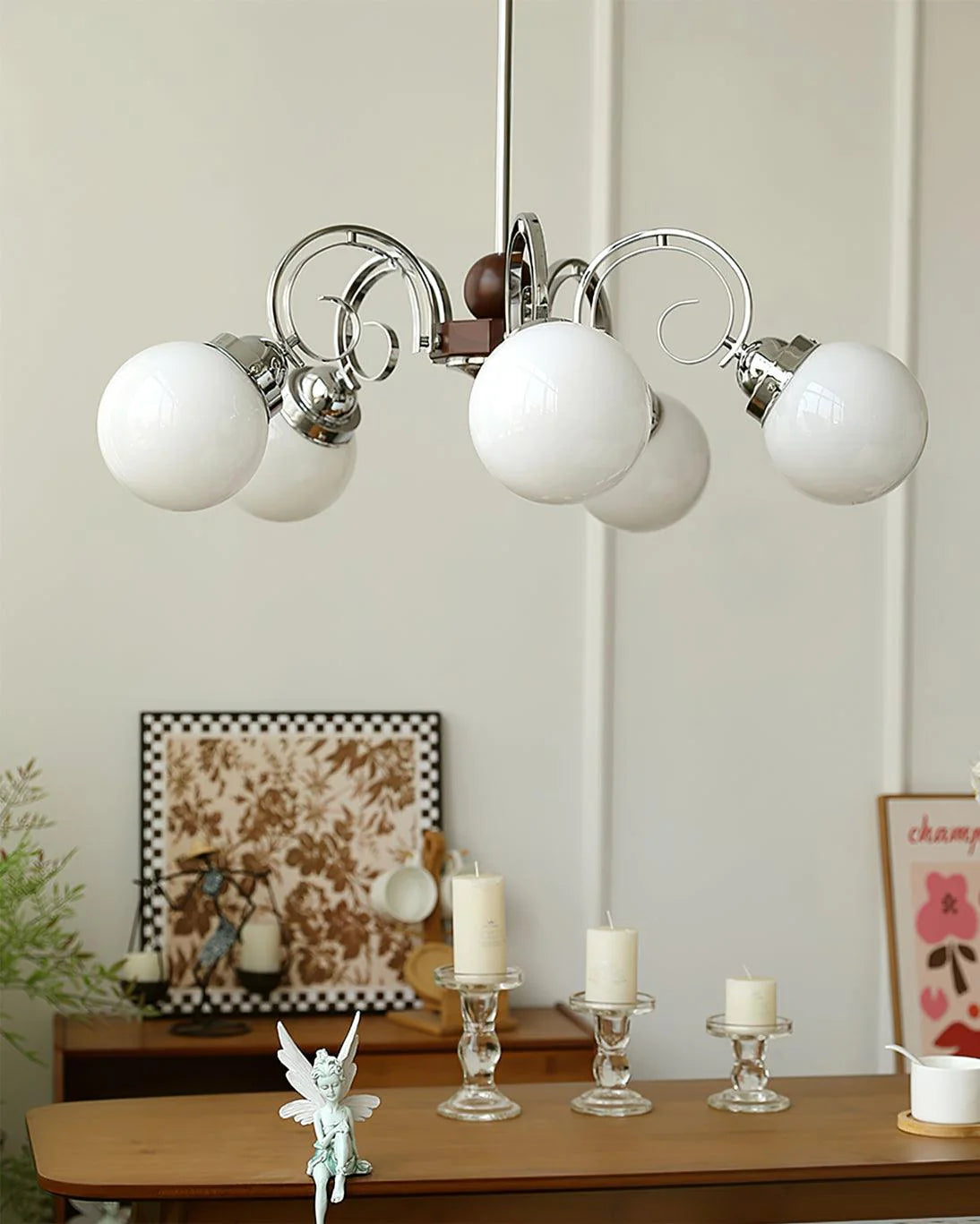 Marshmallow Chandelier in a Versailles-Inspired Hall living room