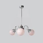 multi-head Marshmallow Chandelier with pink glass