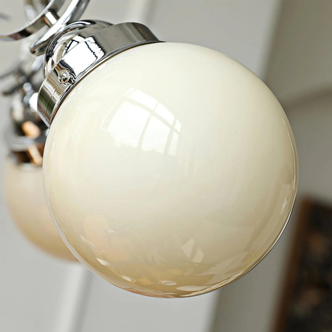 Glass beige lampshade of the marshmello chandelier