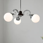 White glass Marshmallow Chandelier with silver hardware