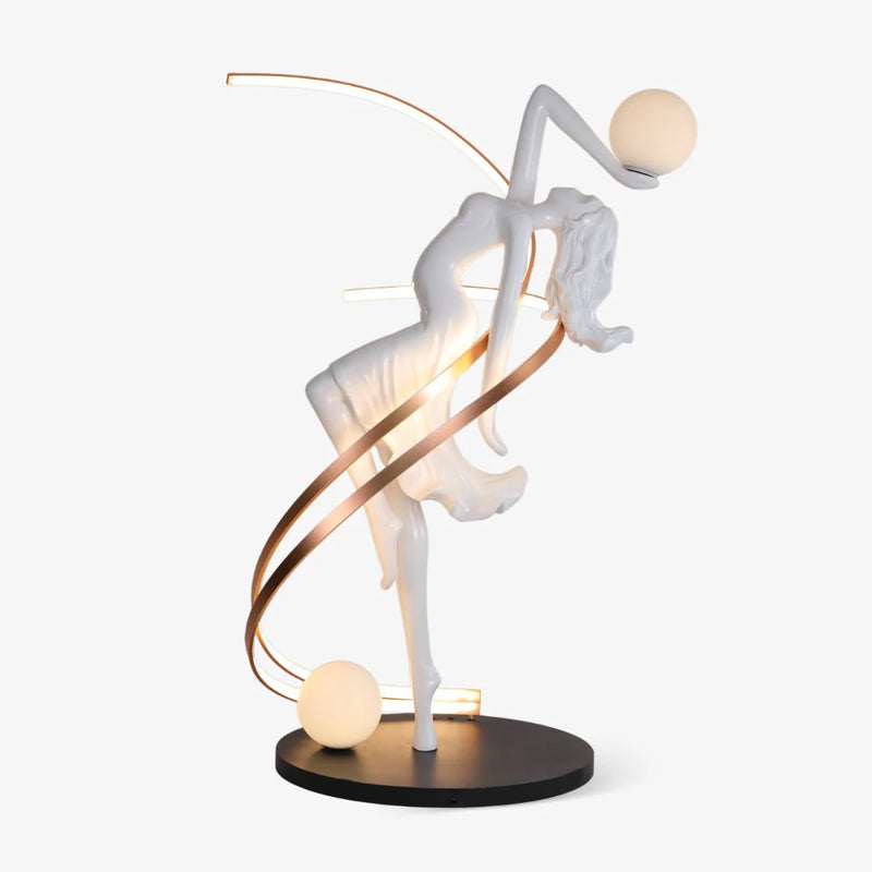 Misha Statue Floor Lamp with museum sculpture details and glowing orb