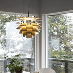 Gold Pine Cone Lamp illuminates the villa