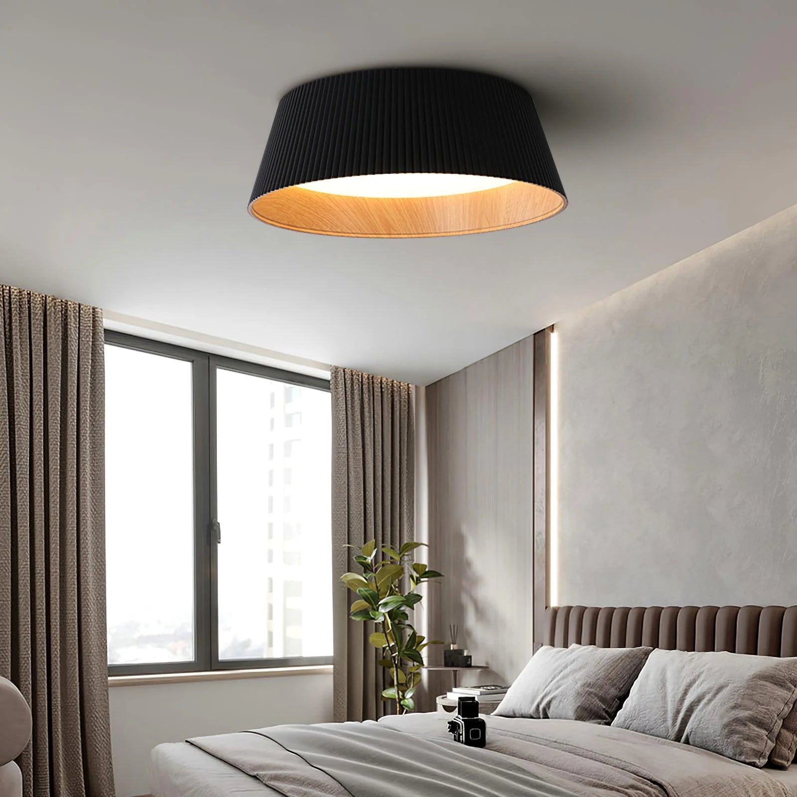 Pleated led_Ceiling_Light_illuminating the modern lounge